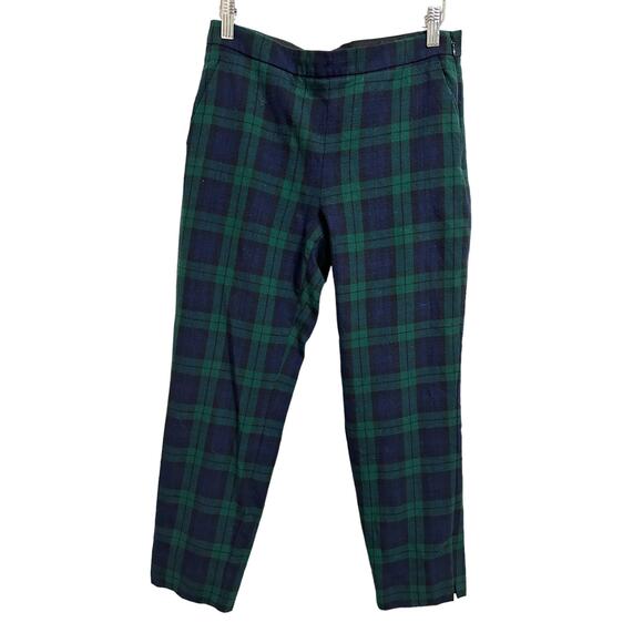 J.crew chic green black watch plaid Martie pants size 4 #H3704 - Picture 2 of 6
